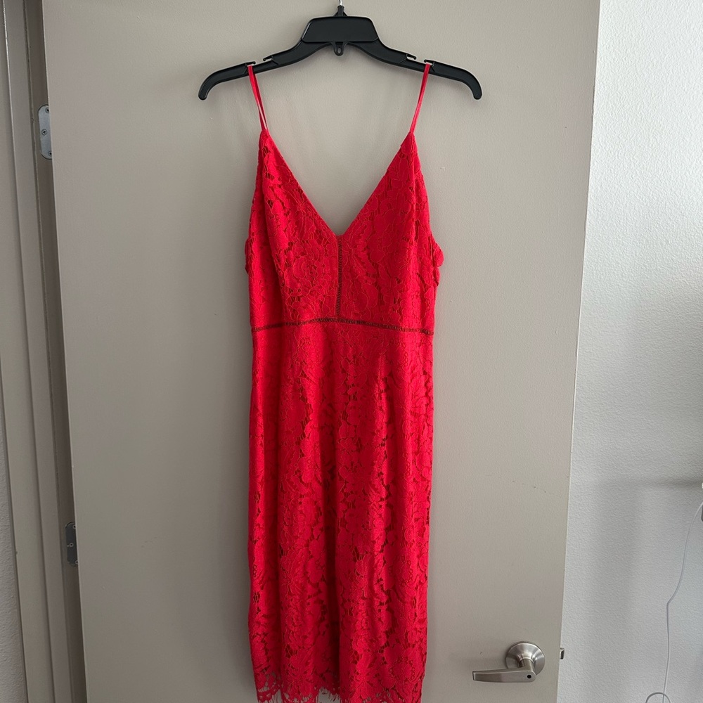 ASTR Red Lace Midi Dress